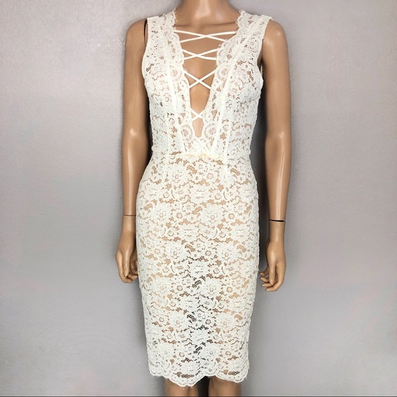 house of cb white lace dress